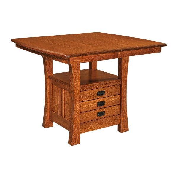 Arts and Crafts Cabinet Pub Extension Table - 42" x 42"