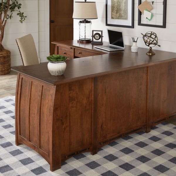 Boulder Creek L Desk - Desk with 1 Set of File Drawers