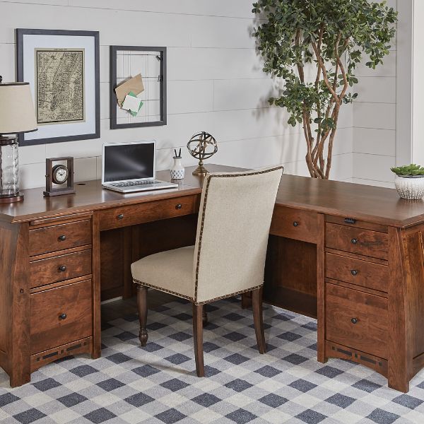 Boulder Creek L Desk - Desk with 1 Set of File Drawers