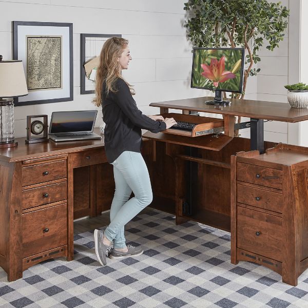 Boulder Creek L Desk - Desk with 1 Set of File Drawers
