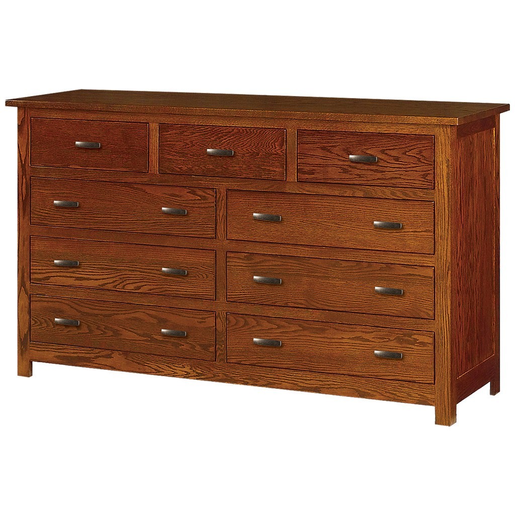 Flush Mission 9 Drawer Dresser - 59" Wide x 42.5" High